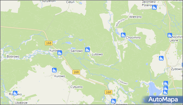 mapa Lubowo gmina Bobolice, Lubowo gmina Bobolice na mapie Targeo