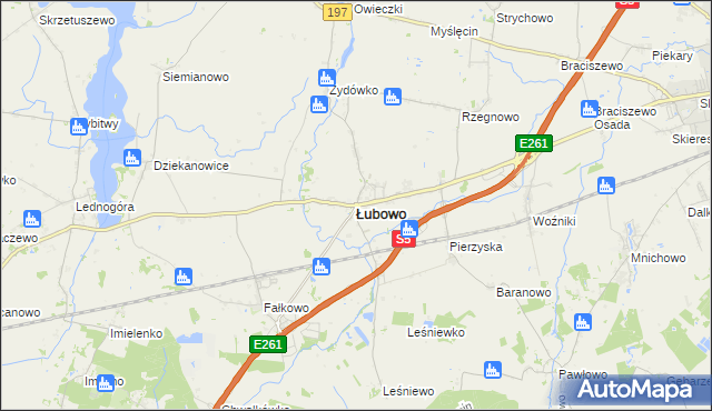 mapa Łubowo powiat gnieźnieński, Łubowo powiat gnieźnieński na mapie Targeo