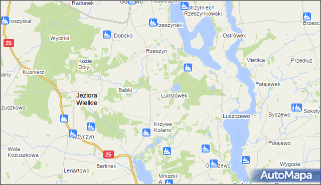 mapa Lubstówek gmina Jeziora Wielkie, Lubstówek gmina Jeziora Wielkie na mapie Targeo