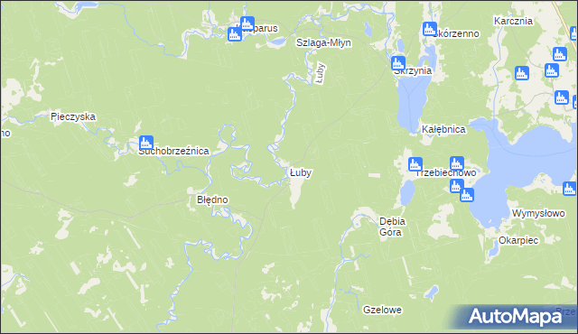 mapa Łuby gmina Osiek, Łuby gmina Osiek na mapie Targeo