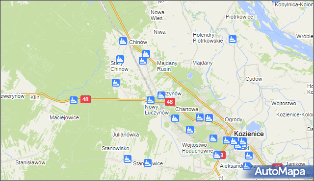 mapa Łuczynów gmina Kozienice, Łuczynów gmina Kozienice na mapie Targeo