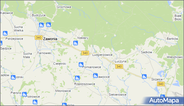 mapa Ludgierzowice, Ludgierzowice na mapie Targeo