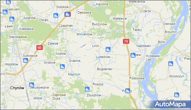mapa Ludwików gmina Chynów, Ludwików gmina Chynów na mapie Targeo