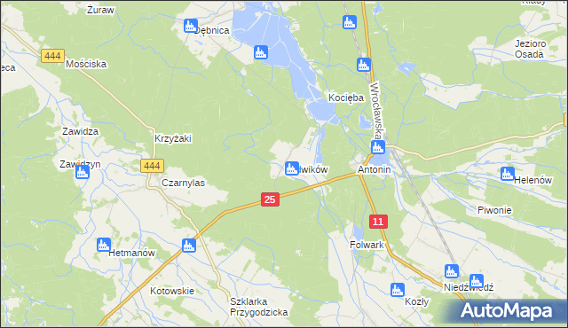 mapa Ludwików gmina Przygodzice, Ludwików gmina Przygodzice na mapie Targeo