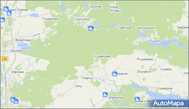 mapa Ludwikowo gmina Czerwonak, Ludwikowo gmina Czerwonak na mapie Targeo