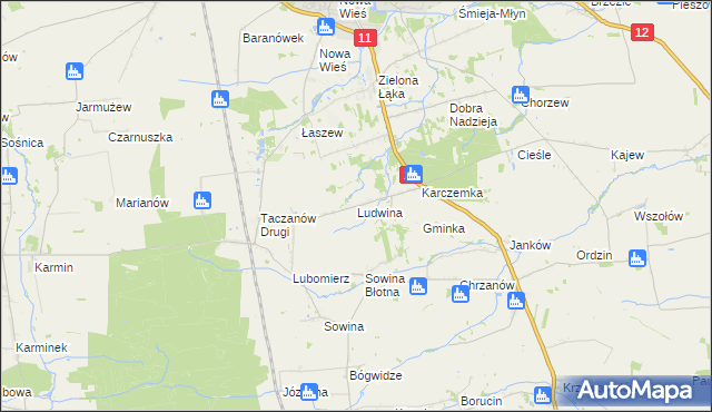 mapa Ludwina gmina Pleszew, Ludwina gmina Pleszew na mapie Targeo