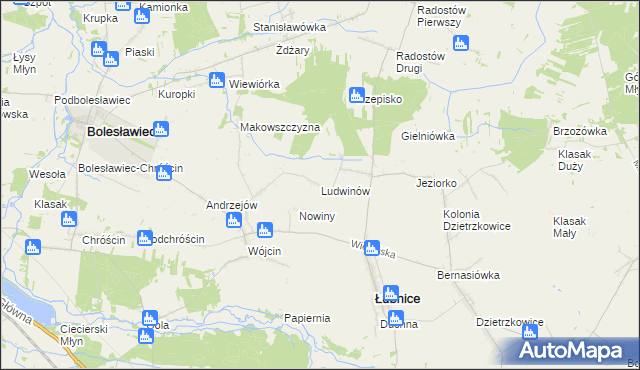 mapa Ludwinów gmina Łubnice, Ludwinów gmina Łubnice na mapie Targeo