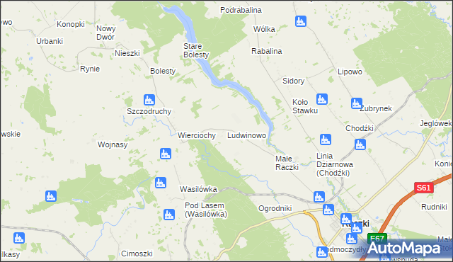 mapa Ludwinowo gmina Raczki, Ludwinowo gmina Raczki na mapie Targeo