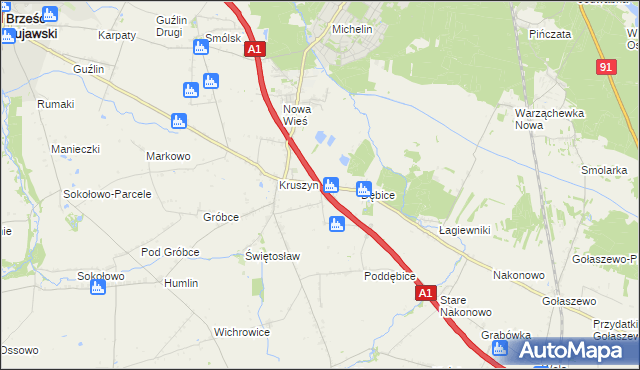 mapa Ludwinowo gmina Włocławek, Ludwinowo gmina Włocławek na mapie Targeo