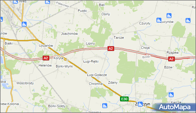 mapa Ługi Wielkie, Ługi Wielkie na mapie Targeo