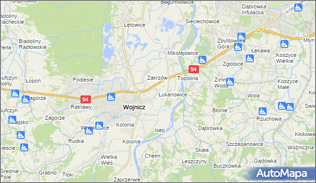 mapa Łukanowice, Łukanowice na mapie Targeo