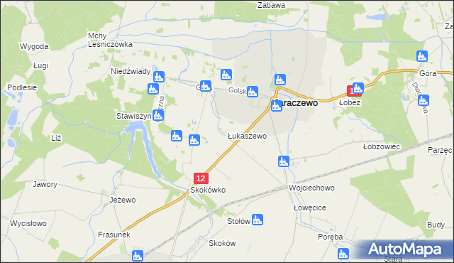 mapa Łukaszewo gmina Jaraczewo, Łukaszewo gmina Jaraczewo na mapie Targeo