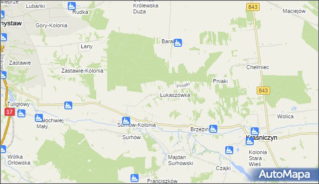 mapa Łukaszówka gmina Kraśniczyn, Łukaszówka gmina Kraśniczyn na mapie Targeo