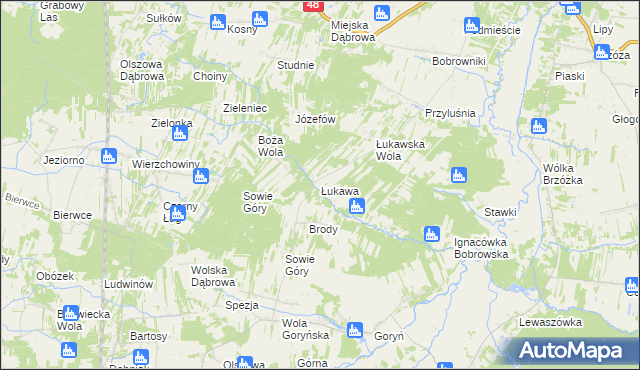 mapa Łukawa gmina Głowaczów, Łukawa gmina Głowaczów na mapie Targeo