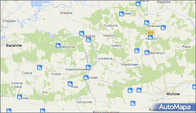 mapa Łukawica gmina Baranów, Łukawica gmina Baranów na mapie Targeo