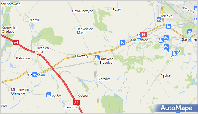 mapa Łukowice Brzeskie, Łukowice Brzeskie na mapie Targeo