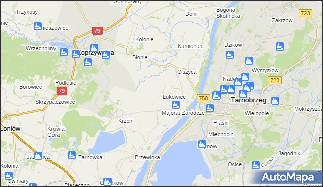 mapa Łukowiec gmina Koprzywnica, Łukowiec gmina Koprzywnica na mapie Targeo