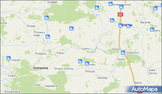 mapa Łupiny gmina Wiśniew, Łupiny gmina Wiśniew na mapie Targeo