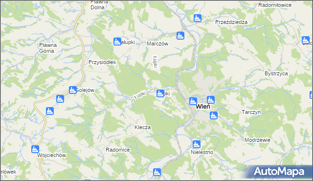 mapa Łupki gmina Wleń, Łupki gmina Wleń na mapie Targeo
