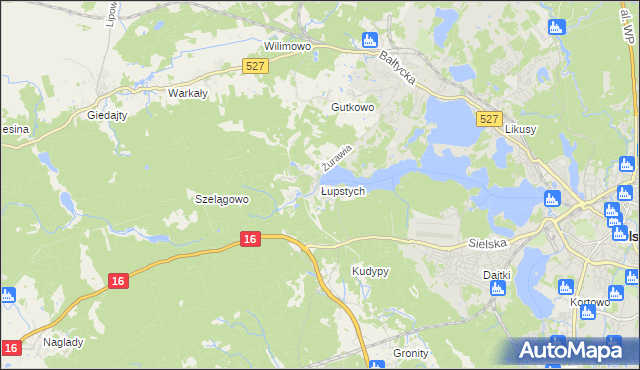 mapa Łupstych, Łupstych na mapie Targeo