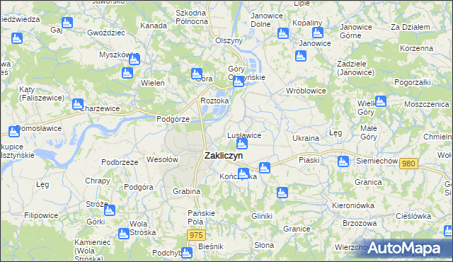 mapa Lusławice gmina Zakliczyn, Lusławice gmina Zakliczyn na mapie Targeo