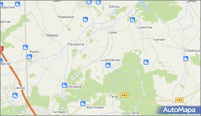 mapa Łuszczanów, Łuszczanów na mapie Targeo