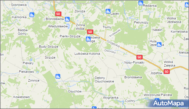 mapa Lutkówka gmina Mszczonów, Lutkówka gmina Mszczonów na mapie Targeo