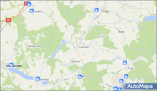 mapa Lutkowo gmina Dobrzany, Lutkowo gmina Dobrzany na mapie Targeo