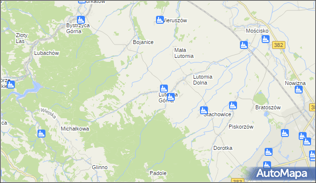 mapa Lutomia Górna, Lutomia Górna na mapie Targeo