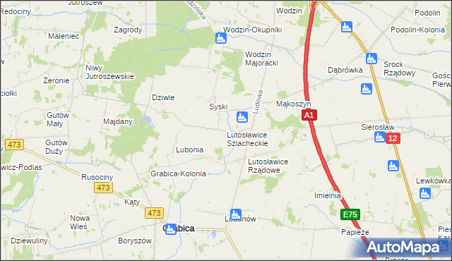 mapa Lutosławice Szlacheckie, Lutosławice Szlacheckie na mapie Targeo