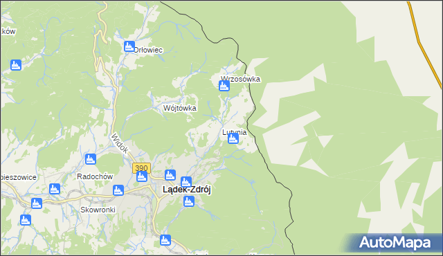 mapa Lutynia gmina Lądek-Zdrój, Lutynia gmina Lądek-Zdrój na mapie Targeo