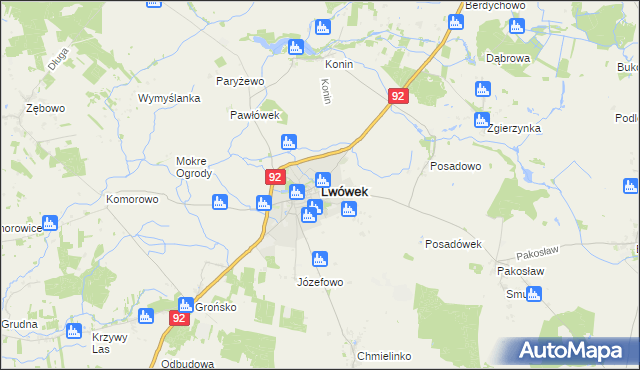 mapa Lwówek powiat nowotomyski, Lwówek powiat nowotomyski na mapie Targeo