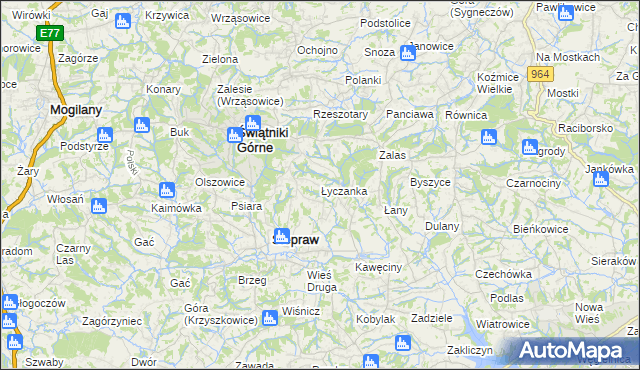 mapa Łyczanka gmina Siepraw, Łyczanka gmina Siepraw na mapie Targeo