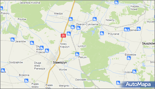 mapa Łyczyn gmina Stawiszyn, Łyczyn gmina Stawiszyn na mapie Targeo