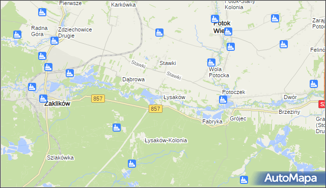 mapa Łysaków gmina Zaklików, Łysaków gmina Zaklików na mapie Targeo