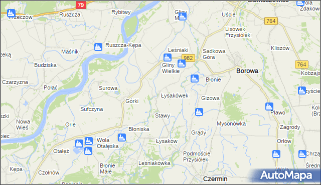 mapa Łysakówek, Łysakówek na mapie Targeo