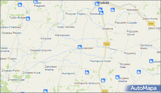 mapa Łysakowo gmina Grudusk, Łysakowo gmina Grudusk na mapie Targeo