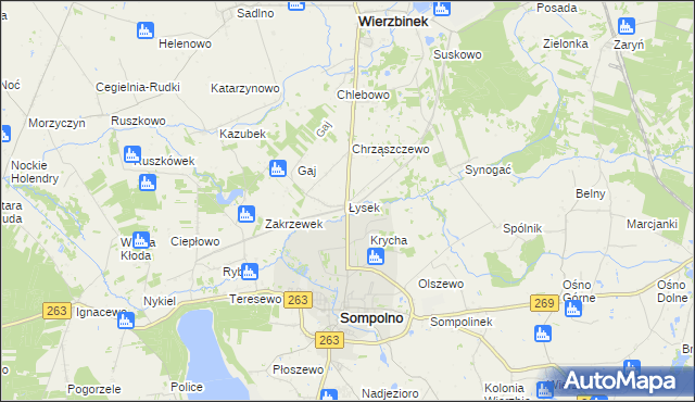 mapa Łysek, Łysek na mapie Targeo