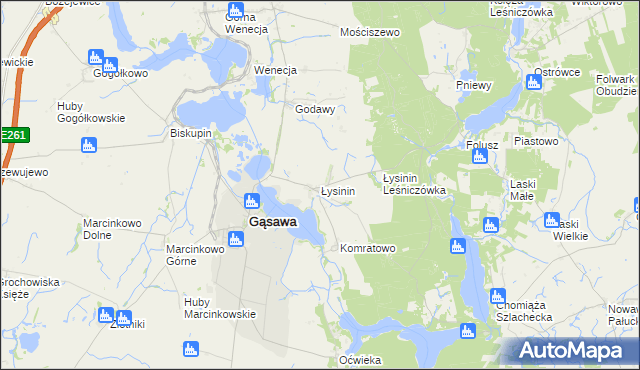 mapa Łysinin gmina Gąsawa, Łysinin gmina Gąsawa na mapie Targeo