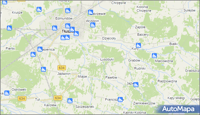 mapa Łysobyki, Łysobyki na mapie Targeo