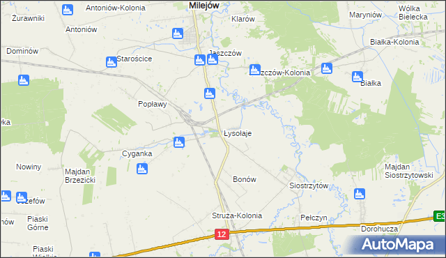 mapa Łysołaje, Łysołaje na mapie Targeo