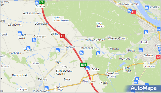 mapa Machnacz gmina Brześć Kujawski, Machnacz gmina Brześć Kujawski na mapie Targeo