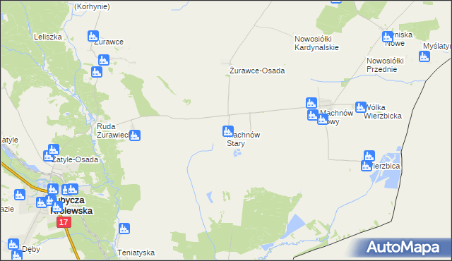 mapa Machnów Stary, Machnów Stary na mapie Targeo