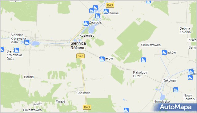 mapa Maciejów gmina Siennica Różana, Maciejów gmina Siennica Różana na mapie Targeo