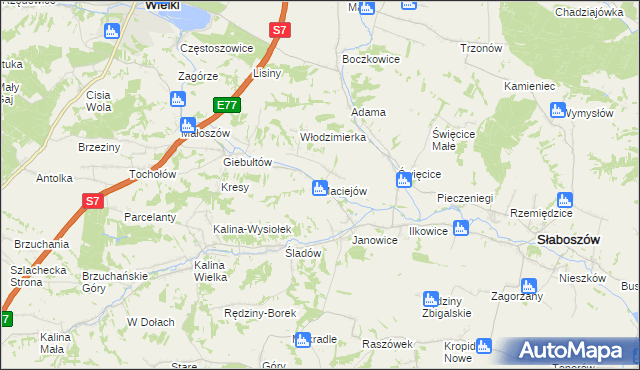 mapa Maciejów gmina Słaboszów, Maciejów gmina Słaboszów na mapie Targeo