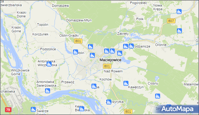 mapa Maciejowice powiat garwoliński, Maciejowice powiat garwoliński na mapie Targeo