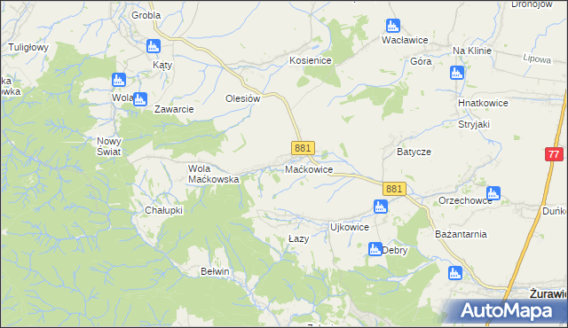 mapa Maćkowice, Maćkowice na mapie Targeo