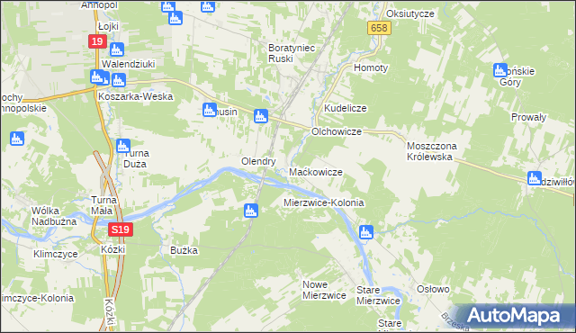 mapa Maćkowicze, Maćkowicze na mapie Targeo