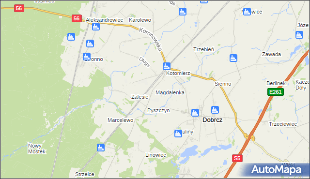 mapa Magdalenka gmina Dobrcz, Magdalenka gmina Dobrcz na mapie Targeo