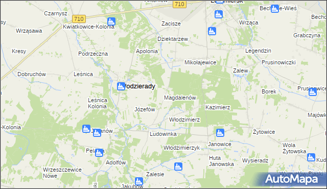 mapa Magdalenów gmina Wodzierady, Magdalenów gmina Wodzierady na mapie Targeo